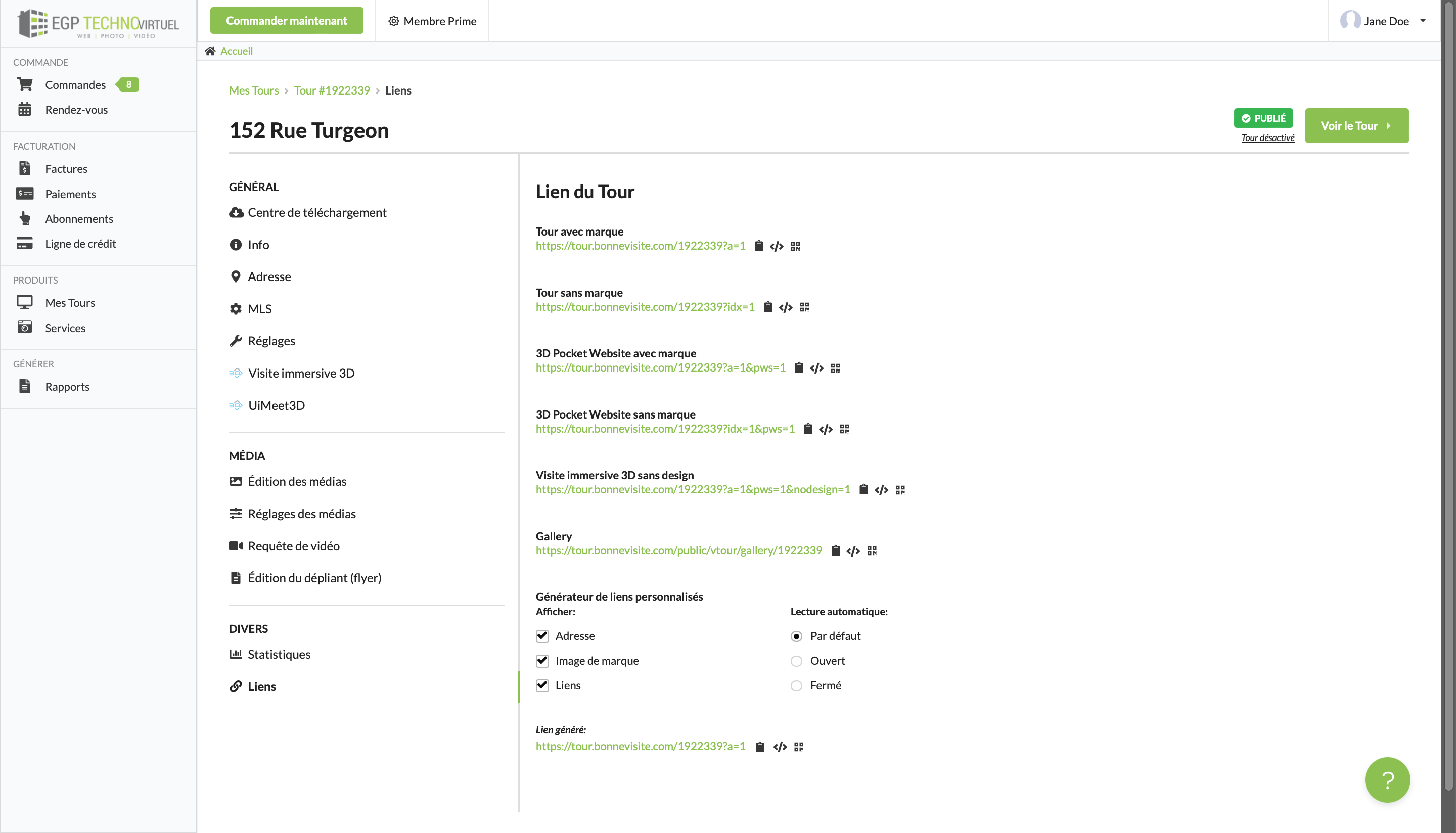 Choisir le type de lien