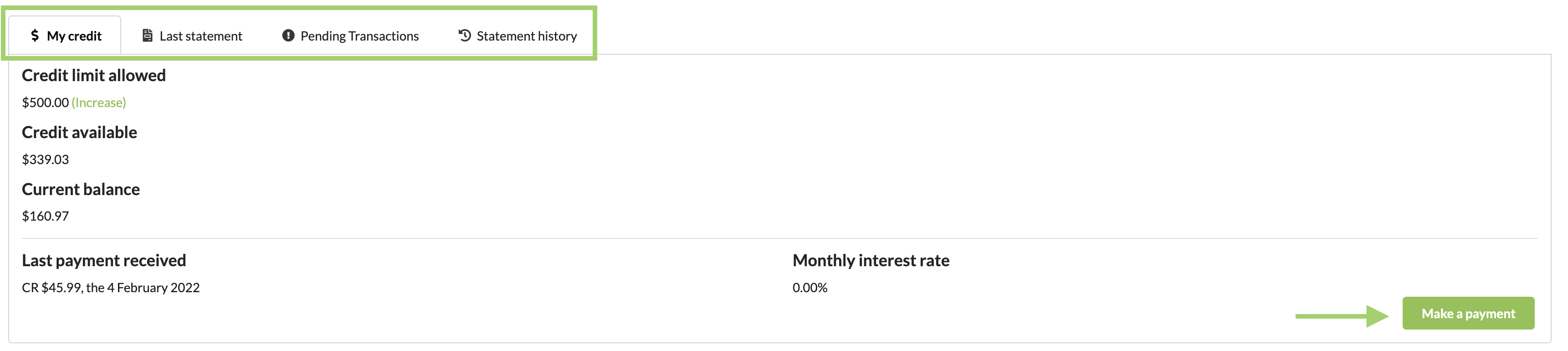 Credit line statements