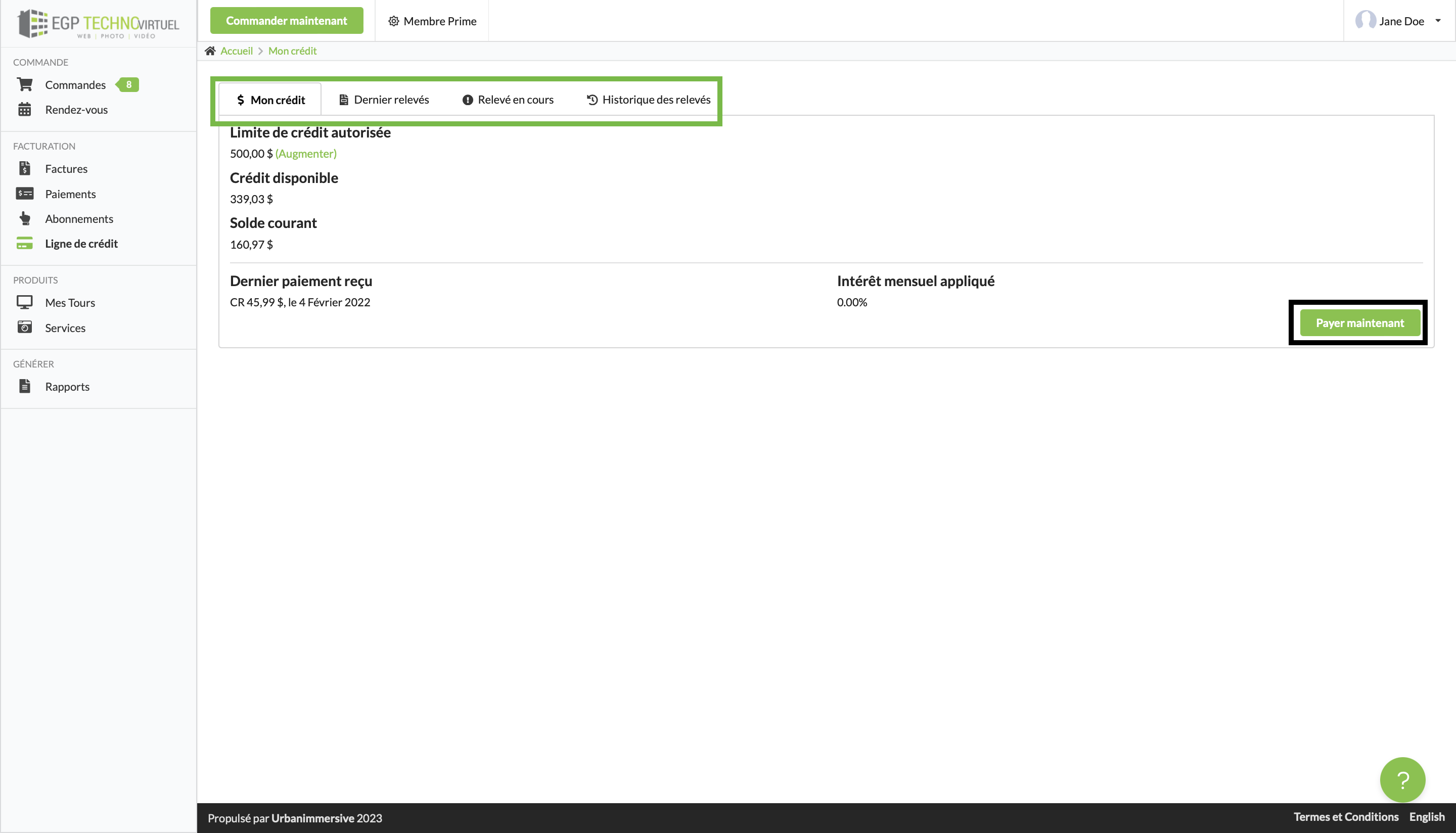 Relevés de ligne de crédit