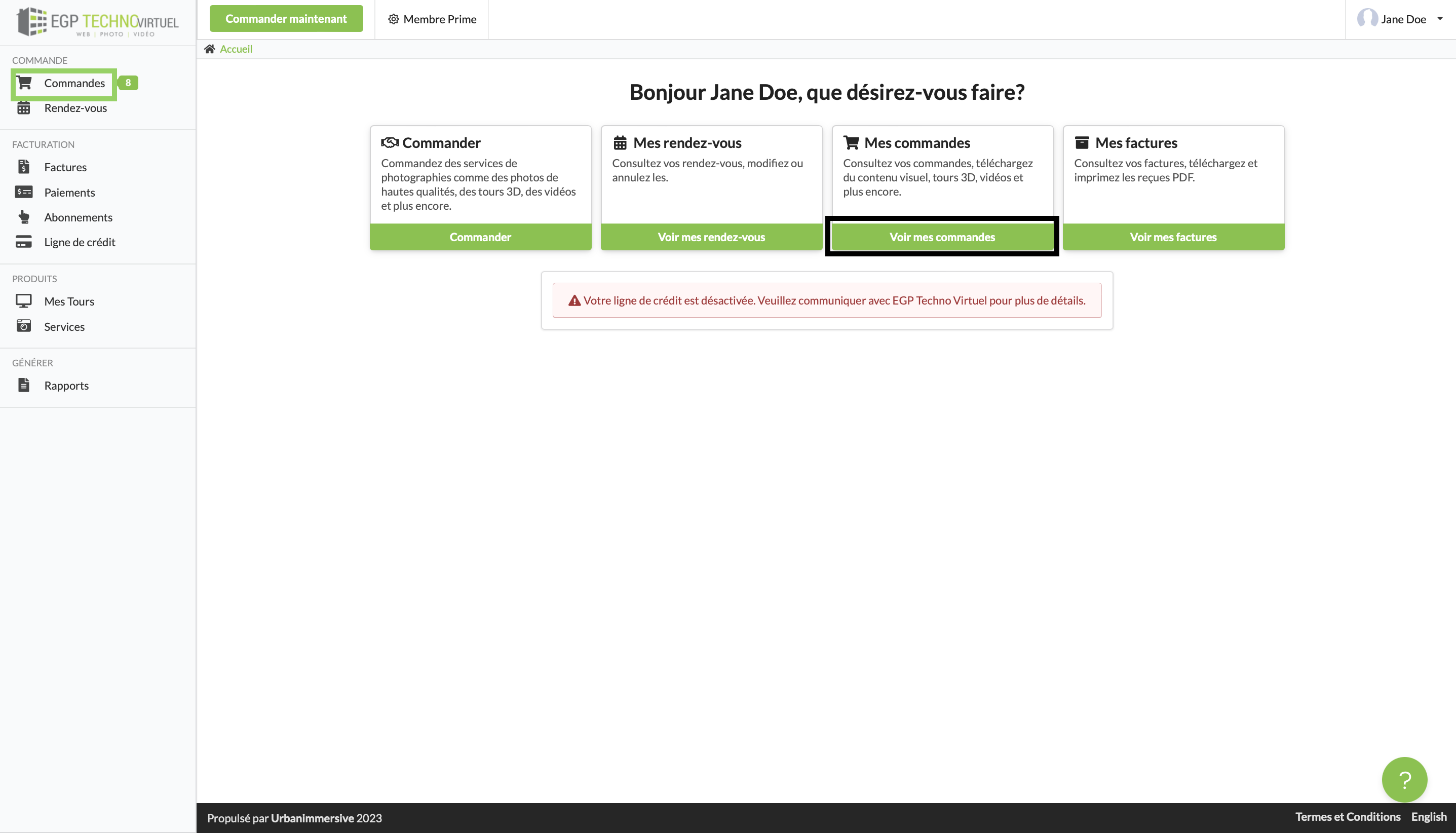 Accéder aux commandes